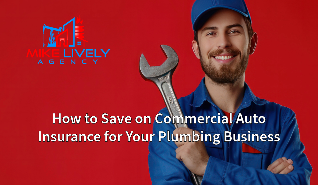 A smiling plumber holding a wrench against a solid red background, with the Mike Lively Agency logo prominently displayed.