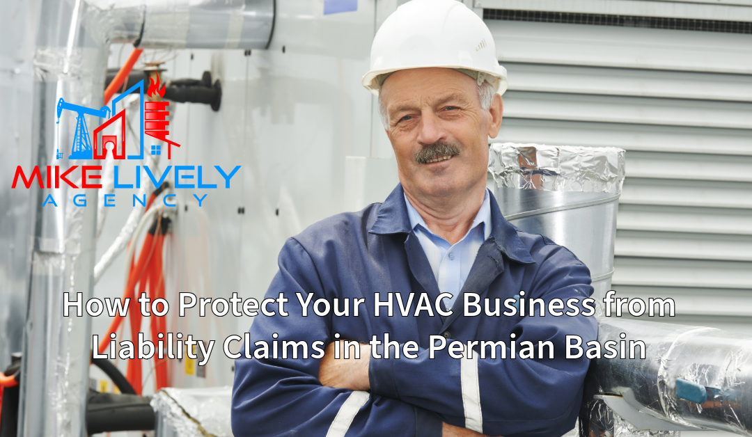 An experienced HVAC technician stands confidently in front of HVAC equipment, representing the need for liability protection for HVAC businesses in the Permian Basin.